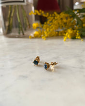 Load image into Gallery viewer, Vintage blue rhinestone stud earrings