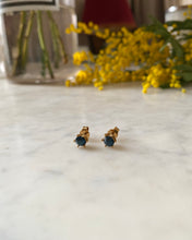 Load image into Gallery viewer, Vintage blue rhinestone stud earrings