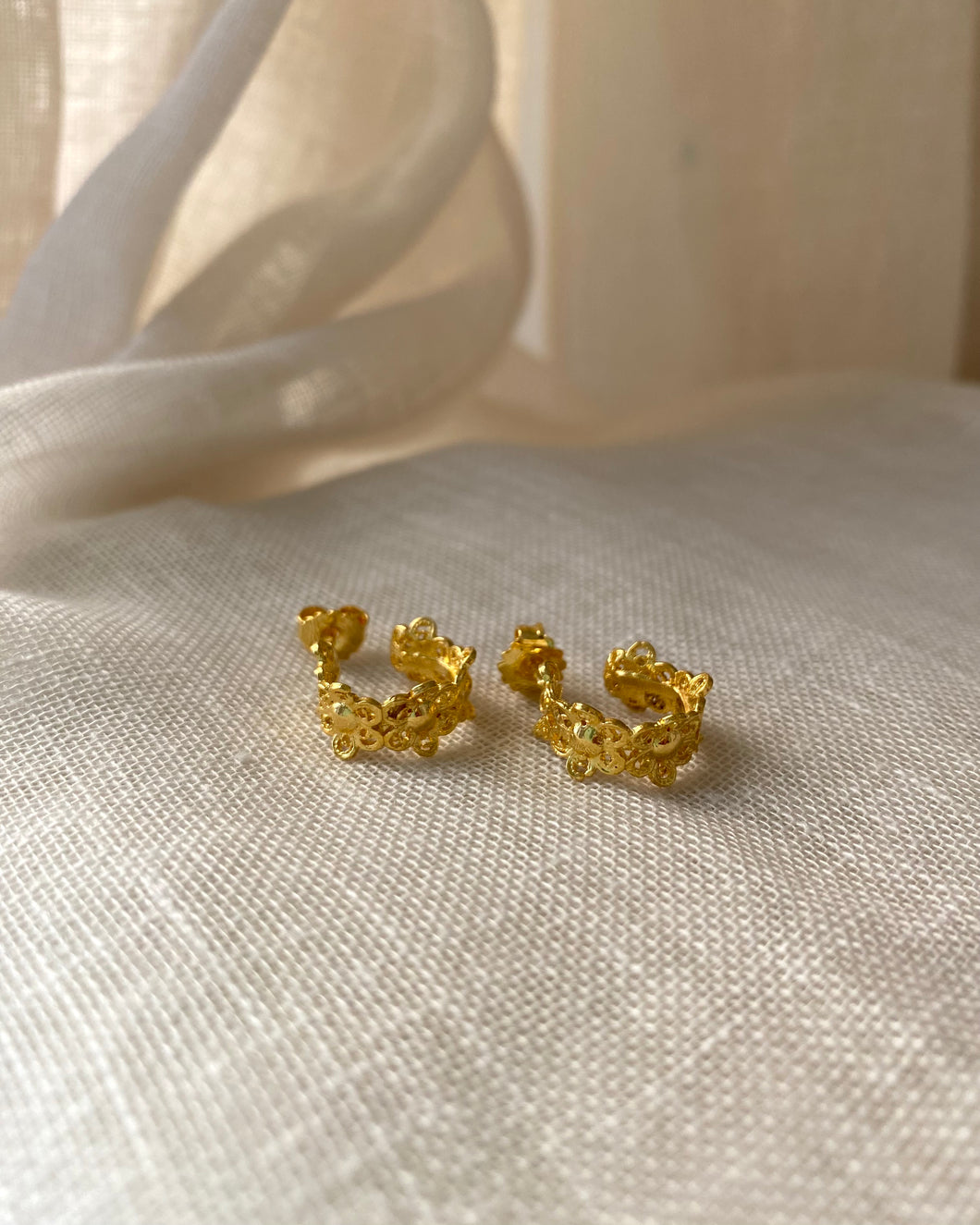 Boucles d’Oreilles fleurs bande vintage
