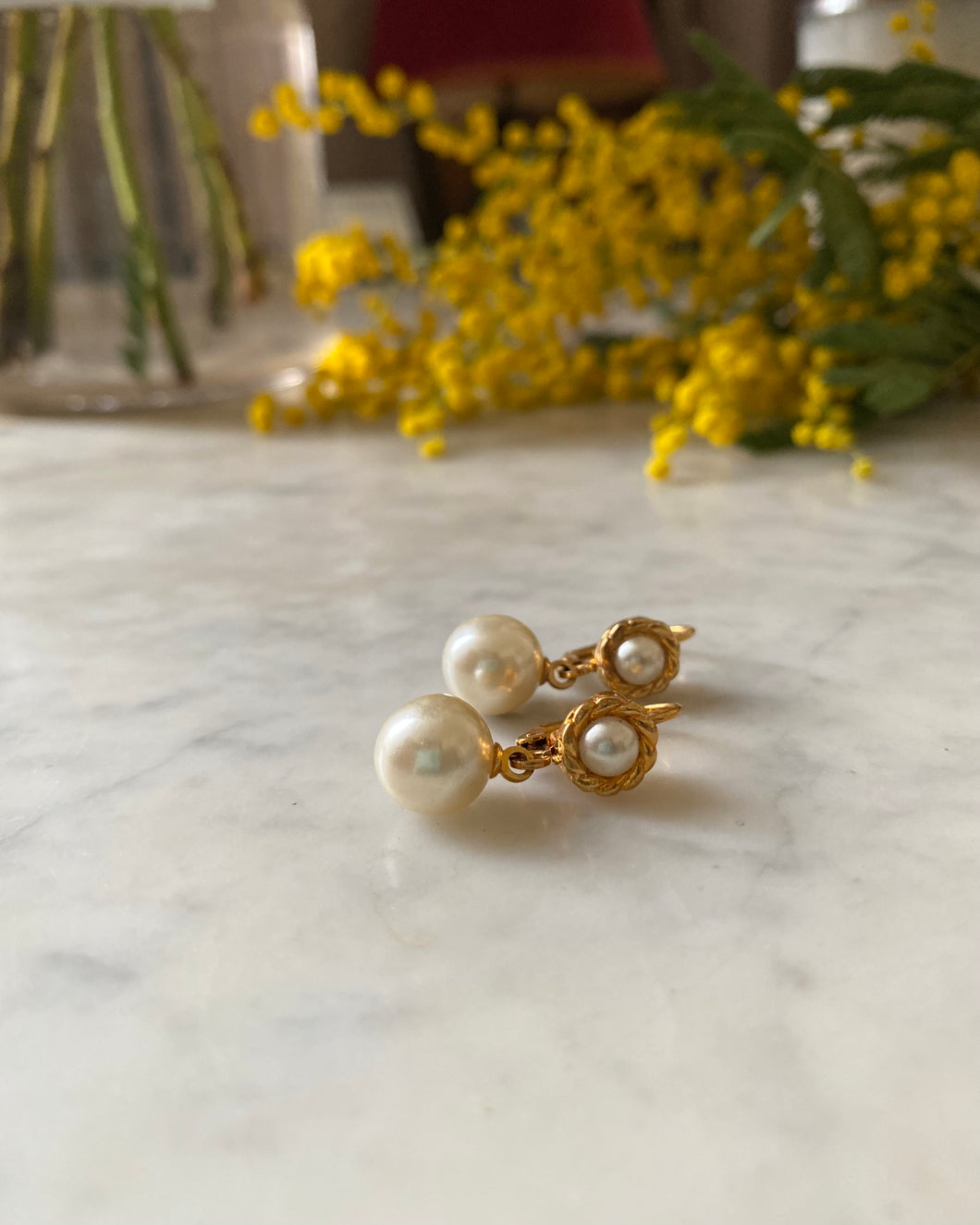 Boucles d’Oreilles pendentes Pearl vintage