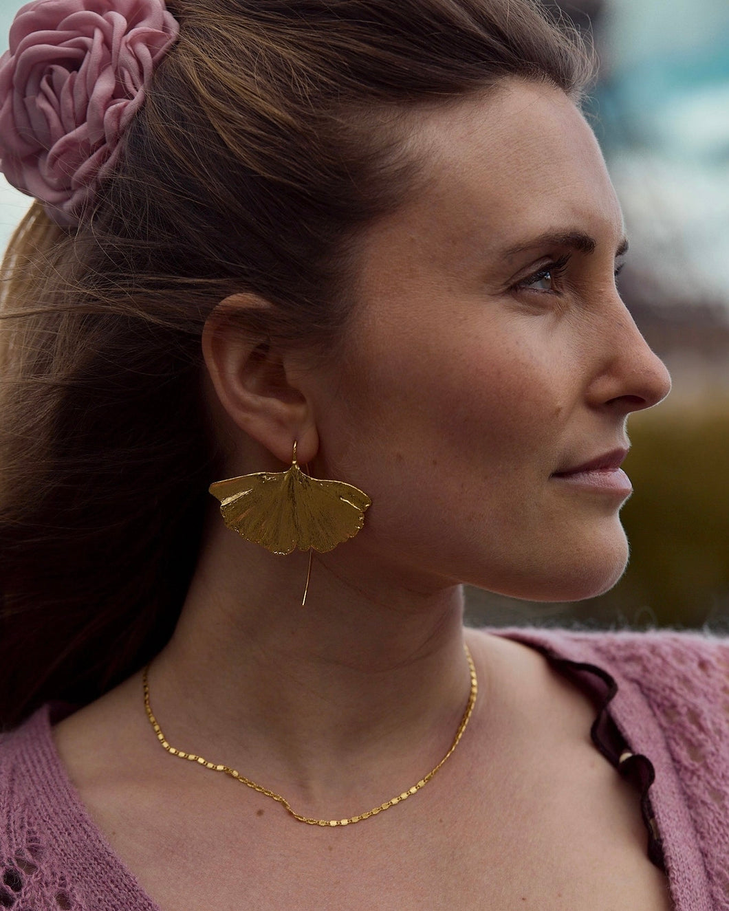 Boucles d'Oreilles Ginkgo tiges