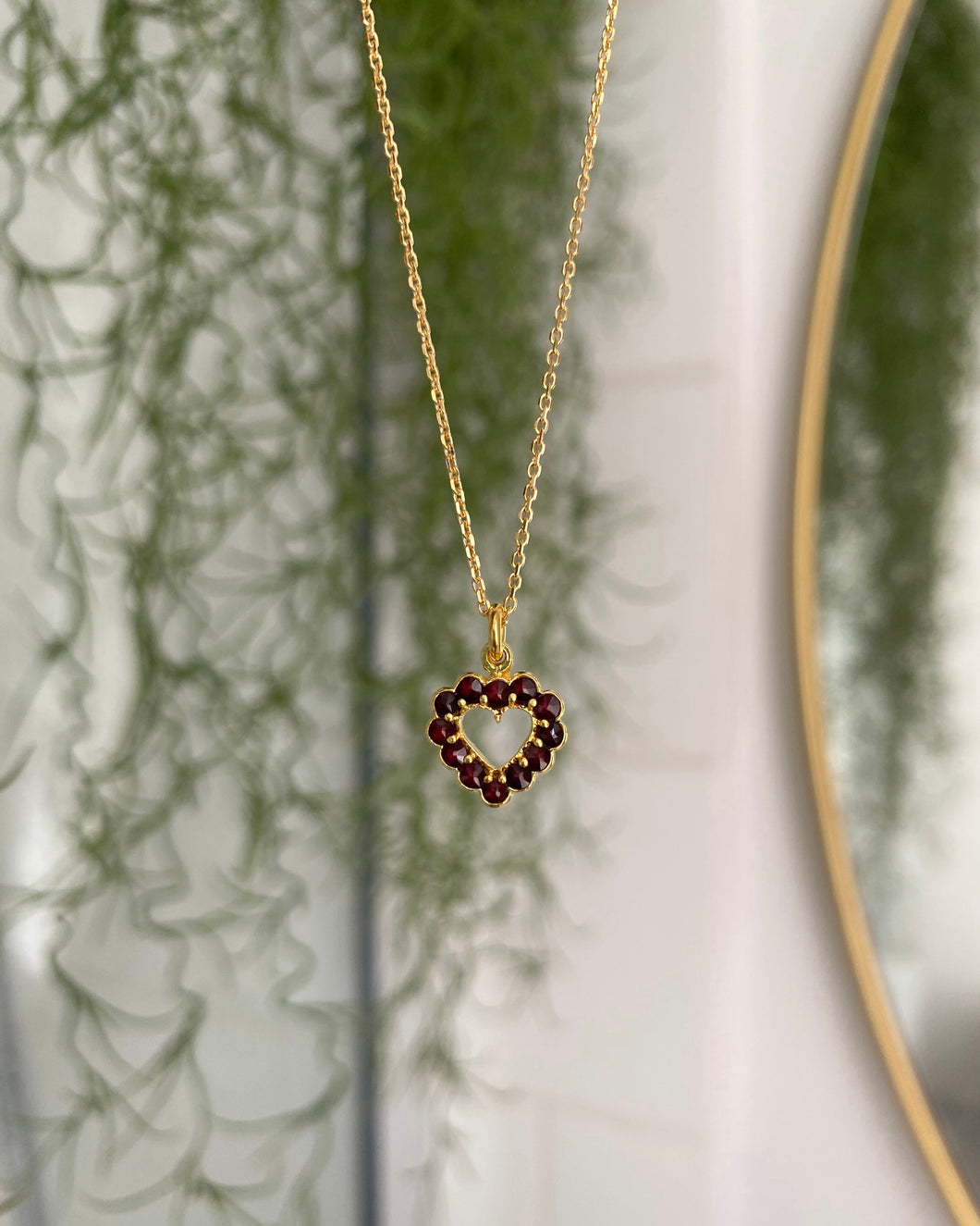 Collier Coeur grenat vintage